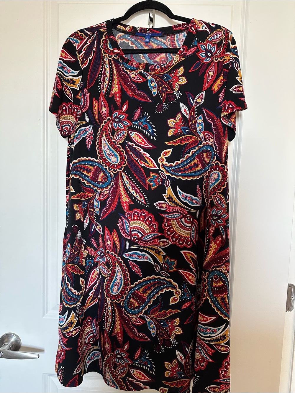 Apt. 9 Black Paisley Short-Sleeve A-Line Dress